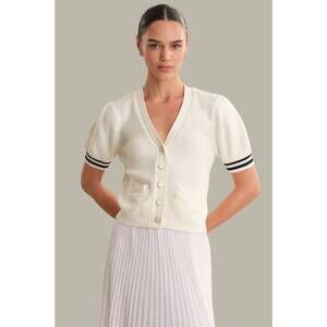 NEW 525 AMERICA avalon puff sleeve button front cardigan in chalk